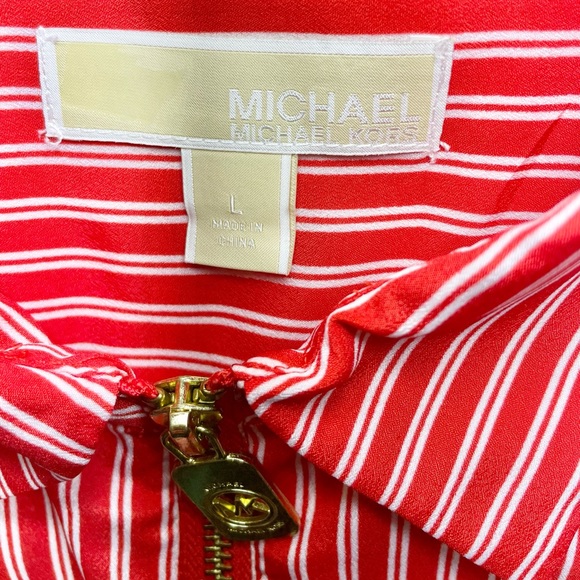 Michael Kors Red and White Stripe Top with gold MK hardware | Large - Picture 4 of 10